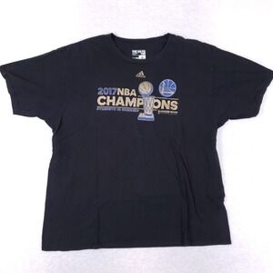 Adidas 2017 NBA Champions Golden State Warriors Shirt Mens 2XL Black GSW Tee